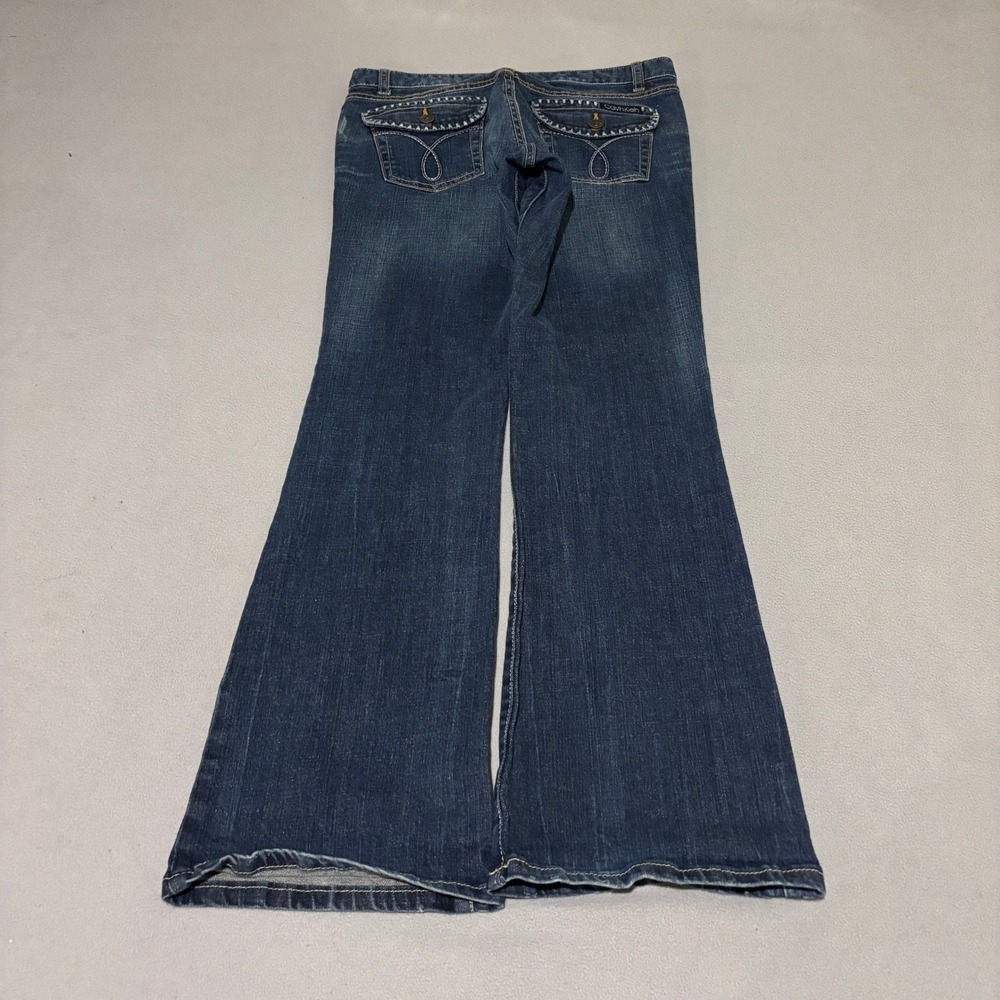 Calvin Klein Jeans Womens Size 6 Blue Flare Leg Low Rise Denim Medium Wash Y2K - Picture 8 of 9